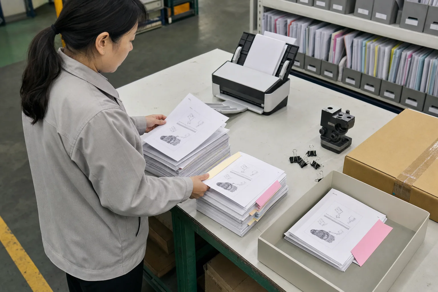 资料负责人核对新旧产品手册